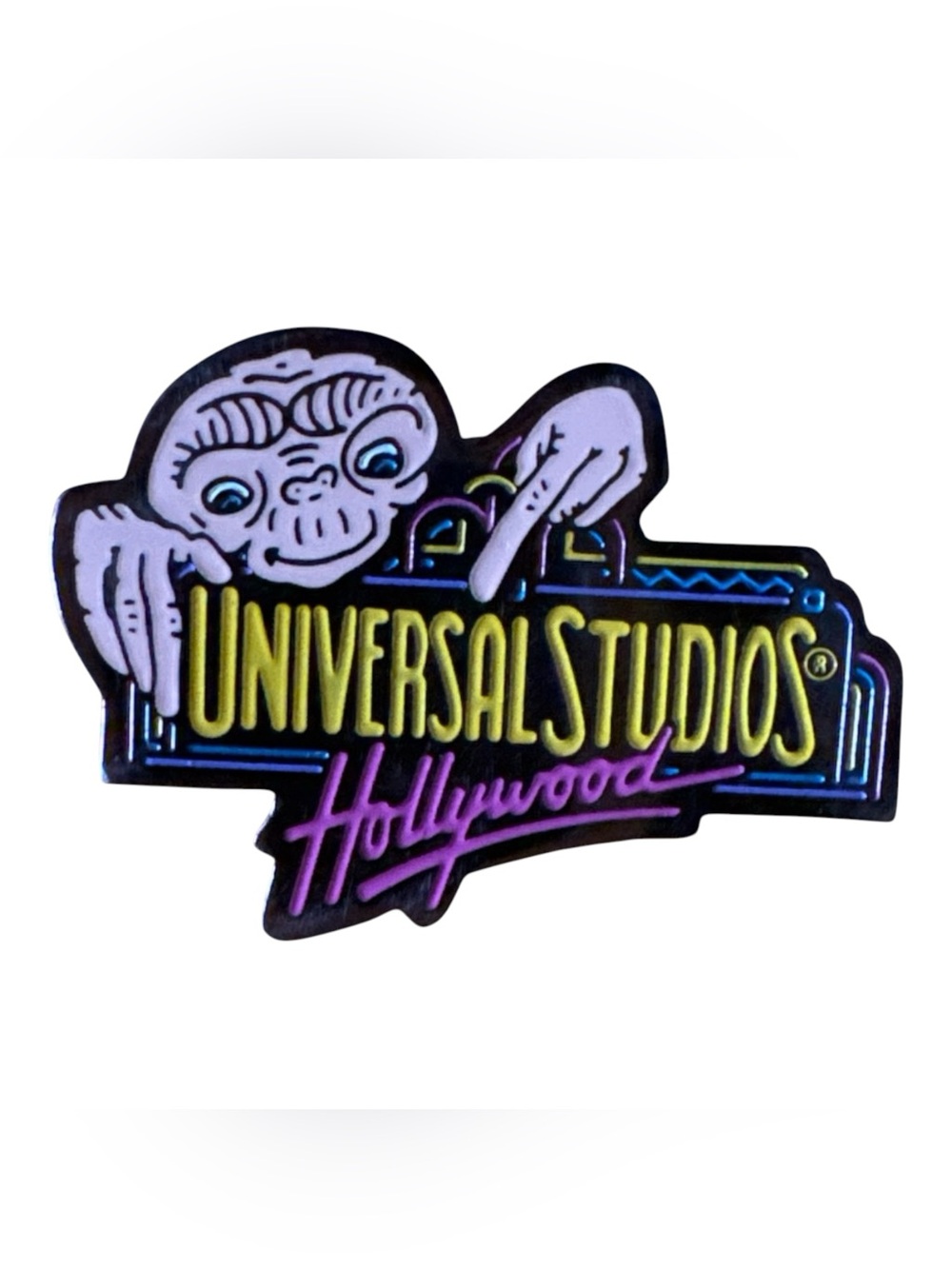 Vintage 1996 Universal Studios Hollywood Neon E.T. Movie Logo Pin Alien UFO LA